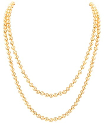 BABEYOND Modische Imitation Perlen Kette Flapper Art Deco Gatsby Kostüm Accessoires Lange Perle Halskette Gold