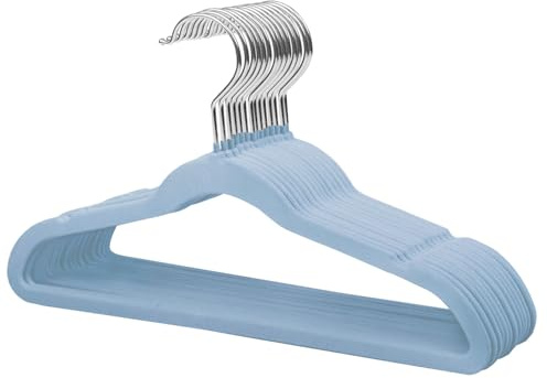ManGotree 14 Inch Kids Velvet Hangers Felt Children's Hangers 14 Pack Blue