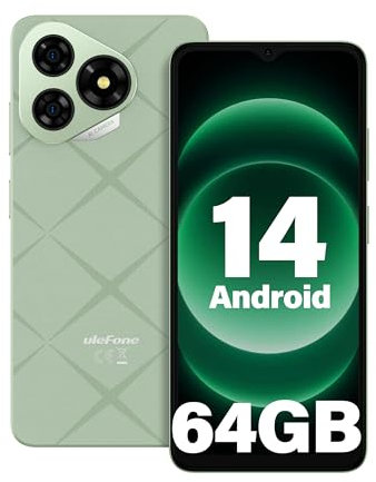 Ulefone Note 19 Smartphone, 6GB RAM+64GB ROM/SD-512GB Android 14 Cellulari, 6.56 HD+, Fotocamera 8MP+5MP Cellulare 5000mAh Batteria, Octa Core 3 Slot Per Carte 4G Dual SIM/Face ID/GPS/OTG/FM Verde