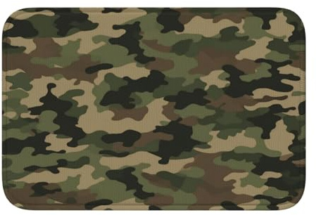 Mexpekil Fußmatte im Militär-Stil, Tarnmuster, 40 x 60 cm, waschbar, für drinnen und draußen, rutschfest, Badezimmerteppich für den Eingang