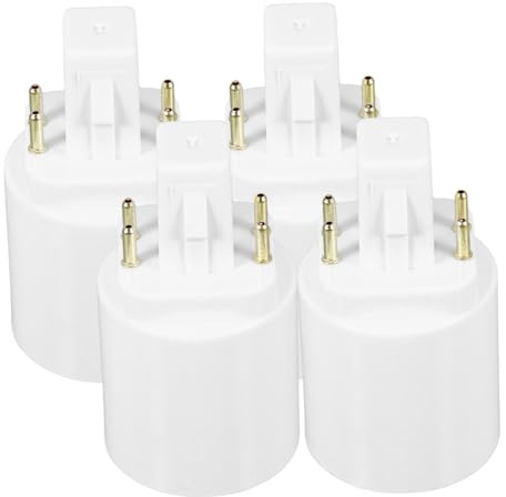 Hemobllo Adaptateur Convertisseur de Douille G24q à E27 4 Broches en Plastique Pbt Ignifuge pour Ampoule LED et Classique, Lot de 4, Compatible Maison Bureau Magasin, Tension Ac100-230v