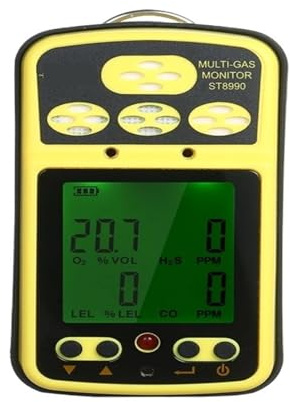 YXZKJZJ Detector de Gas Combustible 4 en 1 Profesional O2 LEL CO H2S Sensor de Prueba con luz de Fondo Lectura en Tiempo Real