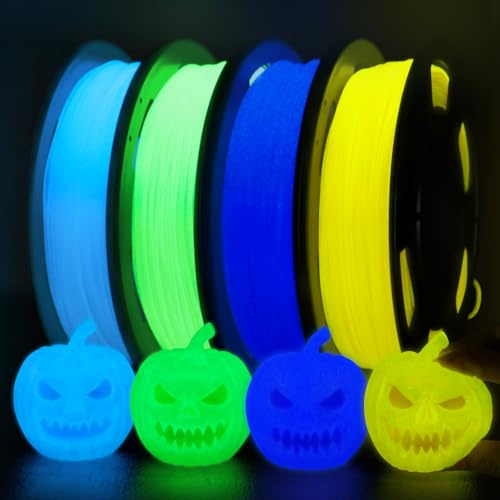 YOUSU Lot de 4 filaments phosphorescents en TPU multicolore pour imprimante 3D, bleu, vert, jaune, violet, 1,75 mm