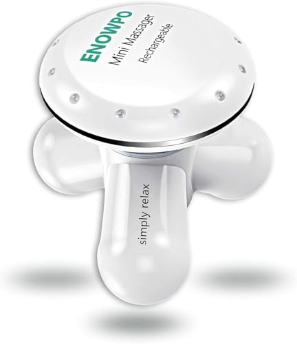 ENOWPO Handheld Mini Massager Hand Held Full Body Personal Massager Percussion Muscle Pain Relief for Neck, Back, Shoulder, Hand Massage Tools Cordless Massagers Vibrating-White