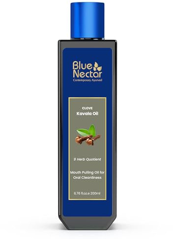 Blue Nectar Clove Oil Pulling for Mouth | Ayurvedic Mouth Wash for Oral Care | Natural Coconut Oil for Oral Care & Fresh Breath | Alcohol Free Mouthwash (9 Herbs, 200ml)