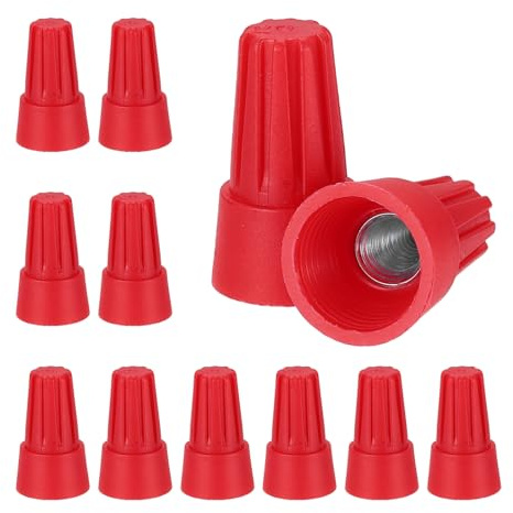 sourcing map 12pcs Wire Connectors, 12-10 AWG Electric Wire Caps Insulating Insert Twist Electrical Wire Connector Nuts with Spring for Quick Connection, Red