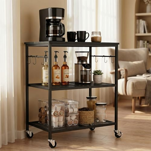 Homleke 3-Tier Rolling Kitchen Microwave Cart, Utility Cart