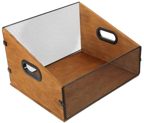 Lurrose Boîte de Rangement Vinyle Bois avec Poignées Caisse de Stockage Authentique pour Albums Organiseur de Disques et Support Solide et Portable pour Collection Médiatique
