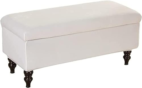 LyzqxHL Ottomanenbezug, Samt-Aufbewahrung, Stretch-Rechteckbank-Schonbezug, Klappbank, Fußstütze, Fußhocker, Möbelschutz, Ottomanenbezüge mit Gummiband(White,Medium)