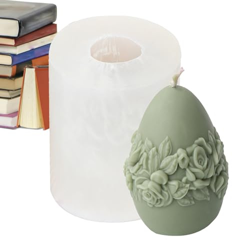 Molde de huevo de Pascua | Moldes de silicona para velas de Pascua con patrón de de rosas | Moldes de jabón de silicona en forma de huevo para hacer jabón, decoraciones del hogar, velas de