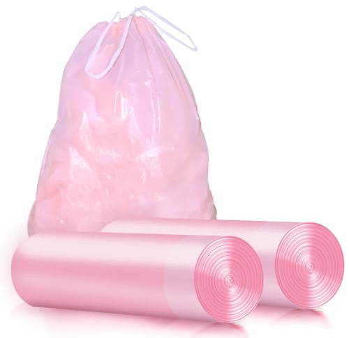 30 bolsas de basura con cordón, 30 unidades, versátiles, extragruesas, sistema de cierre de cordón irrompible, para cubos de basura grandes, oficina, hogar, hospital, color rosa