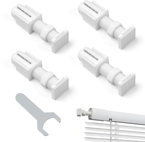 25mm Universal No Drill Venetian Blinds for Windows, 4 Pack Adhesive Blind Bracket with Wrench, Tool-Free Venetian Blind Brackets, No Screw Blinds for Windows, Ideal for Kitchens, Bedrooms & Offices