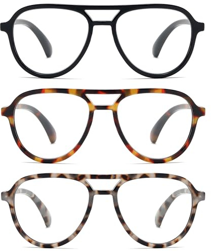 ZXYOO Occhiali da Lettura Anti-Luce Blu, Set da 3 Paia (Nero, Tartaruga Grigia, Tartaruga Marrone) + Panno Pulitore – Ideale per Lavoro al PC, Lettura e Uso Quotidiano