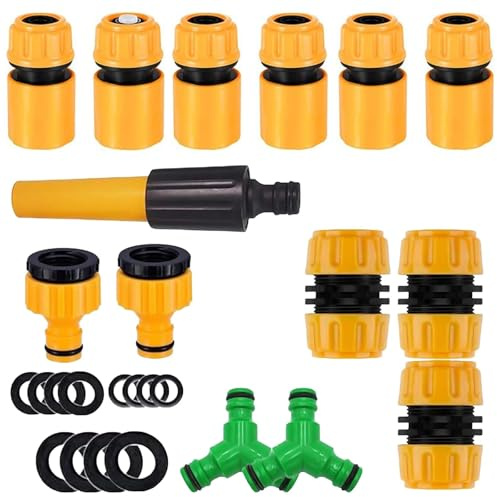 CHSEROK 14 Stück Gartenschlauch Anschluss Set, Inkl 1/2 Zoll Gartenschlauch Kupplung, Y-Förmigem Schlauchverbinder und Verlängerungsteilen, Gartenschlauch Verbinder, für Balkon, Garten, Terrasse