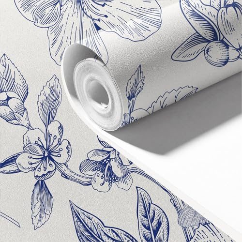 Tayahanude White and Blue Non-Slip Drawer Liner, Non-Adhesive and Strong Shelf Cabinet Drawer Liners for Kitchen, Waterproof Cupboard Liners,Easy to Clean,(300 * 45cm)