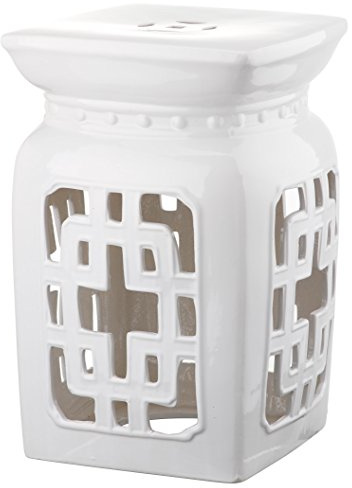 Safavieh Castle Gardens Collection Beijing Filigree Antique White Glazed Ceramic Garden Stool