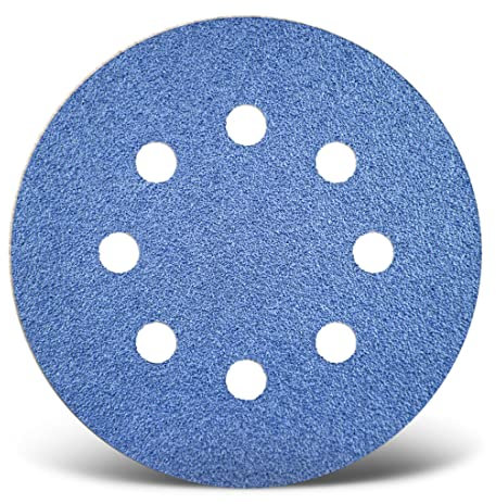 MENZER Blue Dischi abrasivi velcrati, 115 mm, 8 fori, p. Levigatrici rotorbitali, Corindone zirconio (25 Pz.) G100