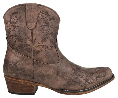 ROPER Short Stuff Embroidery Snip Toe Cowboy Booties, Stivali alla Moda Donna, Marrone, 38 EU