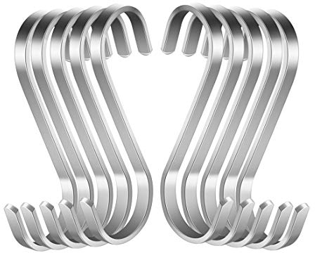 Confezione da 10 ganci a S in acciaio inox a forma di S, ganci in metallo resistenti per utensili da cucina, ufficio, bagno, armadio, officina, garage, ufficio, casa