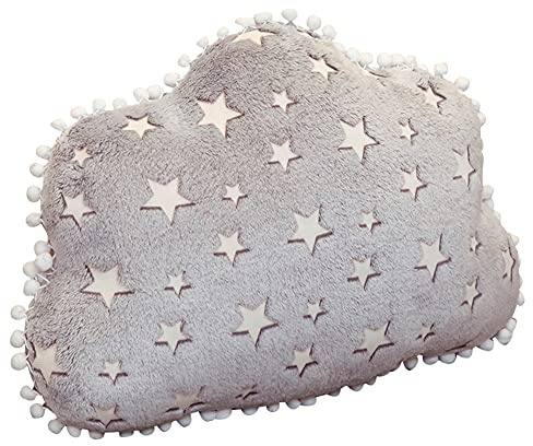 Sternkissen Leuchtend, 40cm Sternförmig Plüsch Stern Kissen Kinderzimmer Dekokissen Gefüllte Plüschkissen Graue Sternkissen Baby Kinder Stern Wolke Sternchen Zierkissen für Schlafzimmer Babyzimmer