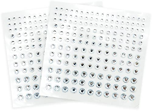SZXMDKH Strass Auto-Adhésif 2 Feuilles Strass Autocollants, Taille Mixte Rond Bling Diamant pour DIY Ongles Téléphone Cellulaire Vêtements Décorations, Clair (Dia 3-6mm)