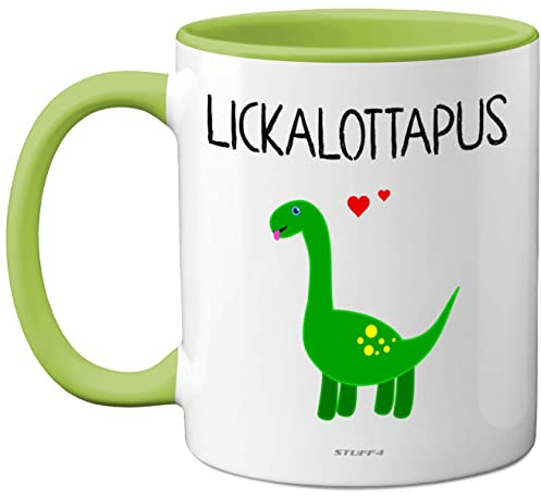 Stuff4 Lesbian Gifts for Girlfriend, Lickalottapus Dinosaur Mug | Anniversary Mug Birthday Gift for Her, Valentines LGBT Gay Lesbian Gifts Adults 11oz Ceramic Green Premium