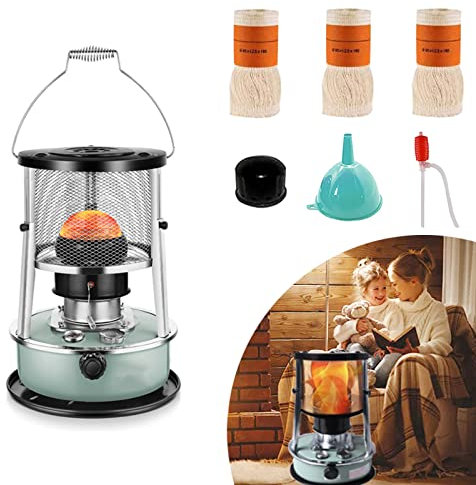 Mobile Petroleumheizung ohne Strom, 4,5l Petroleumheizer, tragbare Gewächshausheizung mit Umbau und 4 Dochten