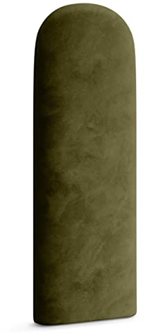 Muralo Panel tapizado ovalado de pared, cojín de pared, cabecero de cama, panel de pared, dormitorio, salón, cama, cojín de lomo, moderno, tapizado de lujo (30 cm x 80 cm, verde oliva)