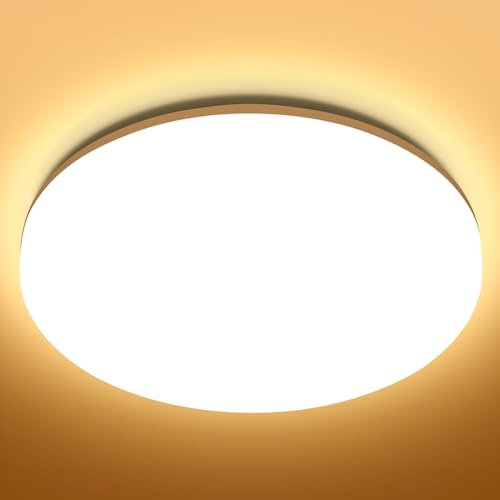 Aigostar Bathroom Ceiling Light IP54 Waterproof, 18W Modern Round Flush LED Ceiling Light for Kitchen 2000lm, 3000K Warm White, 131W Equivalent Ø22cm