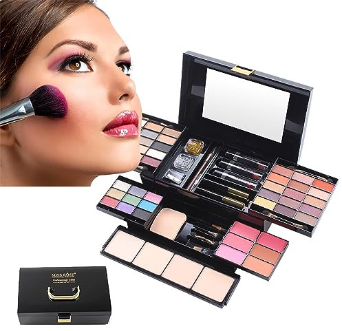AFGSsm Make up set für frauen, Schminkset frauen, Schminkkoffer für mädchen, Schminke mit Augenbrauencreme Lidschatten Lippenstift Lipgloss Mascara(39 Farbe)