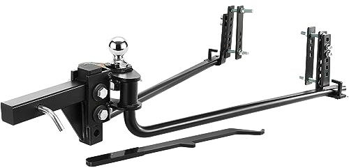 VEOVR Weight Distribution Hitch, 1,000 lbs Weight Distributing Hitches Kit with Sway Control for Trailer, 2-in Solid Steel Shank, 2-5/16 in Alloy Steel Ball, Powder Coated Load Leveling Hitch, Black