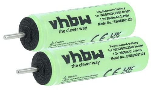 vhbw 2X Batterie Compatible avec Panasonic W835 | EW1211w, W805, W845 rasoir tondeuse électrique (2000mAh, 1,2V, NiMH)