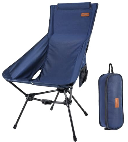 RISEPRO Chaise de camping pliante portable et légère avec dossier haut avec structure triangulaire stable et poche à 2 côtés pour les randonnées en plein air, la randonnée, les voyages, les