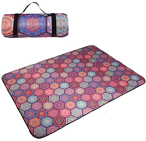 Picknick-Reisedecke, Campingdecke, 300 x 300, 3 Schichten dick, extra große Strandmatte mit wasserdichter Aluminiumfolie, maschinenwaschbarer Zeltteppich, faltbare große Picknickdecke for Camping, Rei