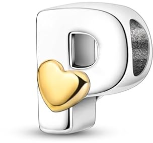 LIGHTDOG Frauen 925 Sterling Silber Charms 26 AZ Herz Buchstaben Bead Anhänger für Armbänder Charms kompatibel mit Europäischen Armbänder für Frauen Fit Pandora Anhängers Charm Ciondolo Letter