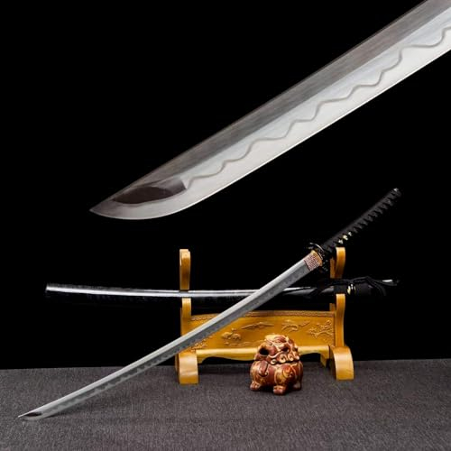 【Die Schönheit Kalter Waffen】103,5 cm handgefertigte Samuraischwerter,Klinge aus Hochleistung Manganstahl,Katana für Kendo,Cosplay,Heimdekoration,Geschenke,Sammeln,Ausstellen,Kampfsport,Halloween