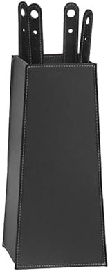 LIMAC Design BOARY Kamineisen-Set mit Ledergriff, 4-teiliges Kaminbesteck mit Ledertasche, Kaminzubehör Modern Design, Kamingarnitur aus 3 Teilen, Hergestellt in Italien. Schwarz