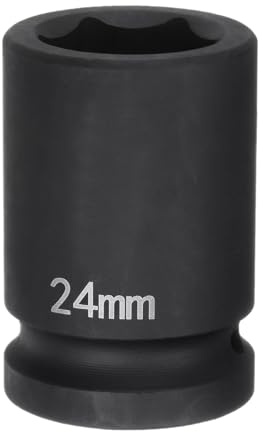 sourcing map 6-Point Impact Socket 3/4 Drive 24mm Metric 40Cr Alloy Steel Spindle Axle Nut Impact Socket