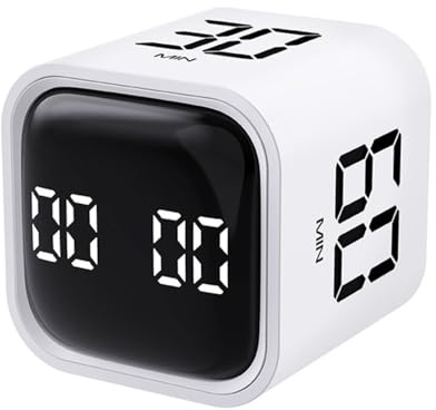 Cube Timer, Digitaler Würfeltimer, 5/10/30/60 Minuten und benutzerdefinierter Countdown, Pause und Fortsetzen, stumm, vibrierend und Einstellbarer Tonalarm für Aufgaben, Arbeit, Studium, Küche