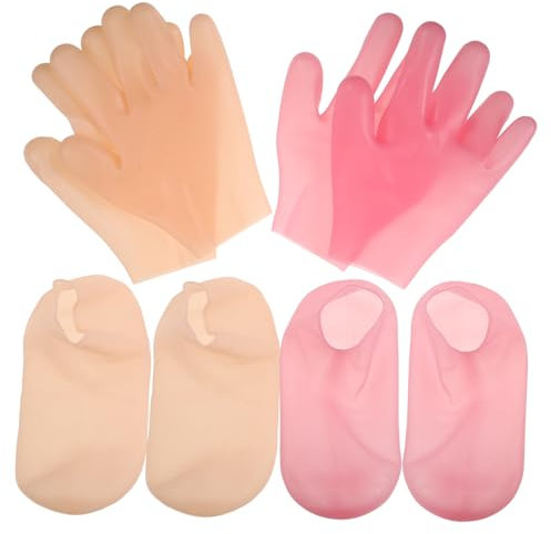 Beaupretty Silikon Fuß und Handsocken Satz zum Peeling und Feuchtigkeitsspenden für Trockene Rissige Haut über Nacht Pflege Spa Fuß und Handmasken für Männer und Frauen