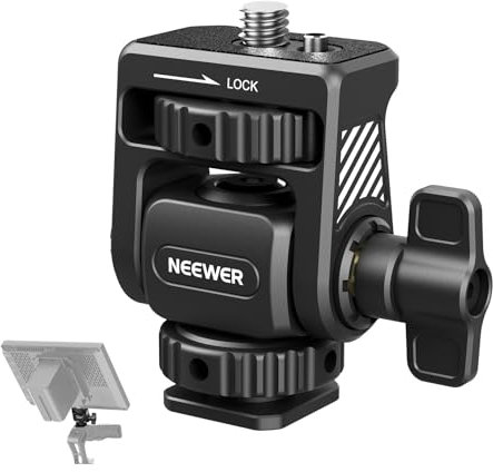 NEEWER Field Monitor Mount Holder with Cold Shoe 360° Swivel 180° Tilt Anti Twist Screw Compatible with Atomos Ninja 5 & 7 Camera Monitor, SmallRig Camera Cage, MA019