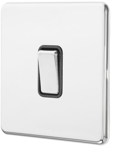 Angoily Interrupteur à Bascule Interrupteur Décorateur Unipolaire Moderne Simple Plaque Murale Décoratrice Acier Inoxydable Silver