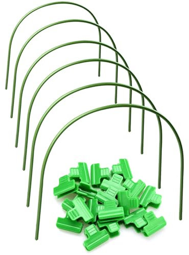 Gewächshausreifen und 24 Verstärkungsclips, langer Stahl mit kunststoffbeschichteten Reifen, kleine Gewächshausreifen für Hochbeete, verdickte, hochfeste PP-Gartentunnelreifen (50 x 50 cm, 6 + Clips,