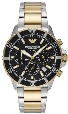 Emporio Armani Men's World Explorer Solar-Powered Chronograph Two-Tone Stainless Steel Watch (Model: AR11680)
