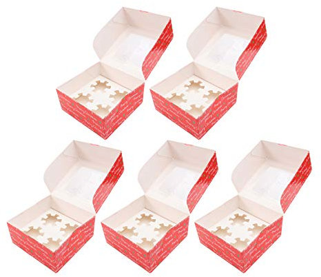 MAGICLULU 5sets Separated Cake Box for Cupcakes Food Packing Boxes for Desserts for Christmas Parties