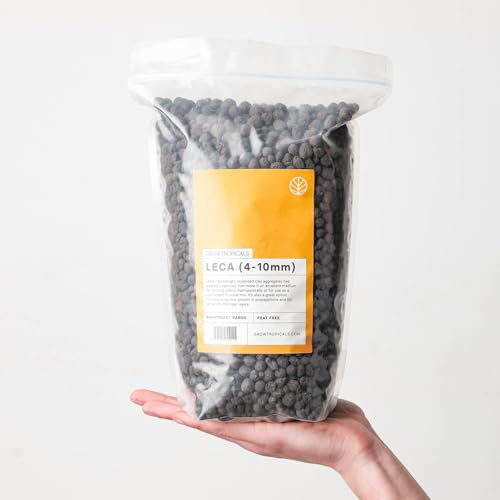 GrowTropicals 4-10mm Grade Leca (lightweight expanded clay aggregate), Ideal for Soil Mixing or Hydroponic Use (8L)