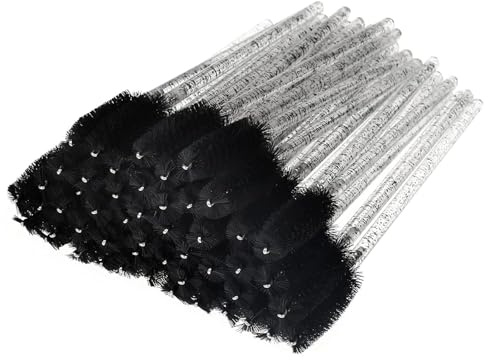 Rofitbest Einweg-Kristall-Augenpinsel, Pinsel Mascara Zauberstäbe, Wimpernmascara-Bürsten, Augenwimpern-Applikator-Pinsel (Schwarz, 200PCS)
