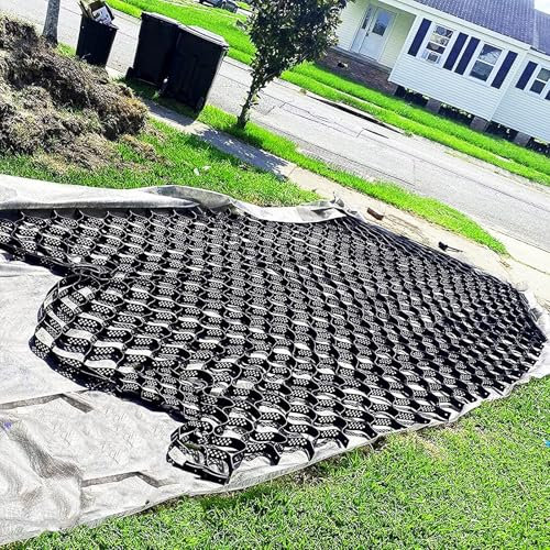 Stabilisateur de Gravier Grille De Contrôle De La Boue Pour La Cour, 5cm Jardin Trottoirs Grille De Gravier De Sol Maille Évolutive Pour Gravier/ Ciment/ Sable, Géogrille Paysage(9.8ftx23ft(3mx7m))