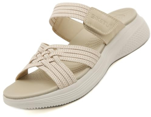 ZDQ Sandales Femme Été Confortable Orthopédique Chaussons Legere Chaussures Plate Claquettes Beige 39
