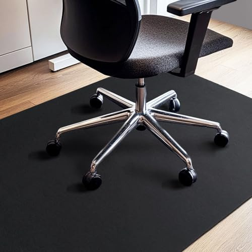 COSYLAND Office Chair Mat For Hardwood Floor - Heavy Duty Under Desk Rug For Rolling Chair On Hardwood, Tile, Laminate Floors - Multi-Purpose Home Office Floor Protector, 120 x 90 Cm (Black)